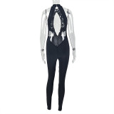 Solid Color Jumpsuit Sports Slimming Backless Jumpsuit