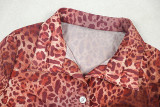 Buttoned Leopard Print Pants Suit Cardigan Waist Top Loose Two-piece Set