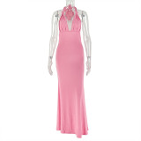 Hip-hugging Skirt V-neck Bust-hugging Backless Long Dress