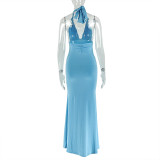 Hip-hugging Skirt V-neck Bust-hugging Backless Long Dress