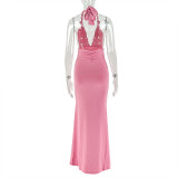 Hip-hugging Skirt V-neck Bust-hugging Backless Long Dress