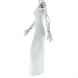 Off-shoulder Sleeveless Hip-covering Skirt Solid Color Halterneck Casual Holiday Long Dress