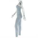 Printed Halter Neck Wrap Chest Jumpsuit Backless Sports Long Jumpsuit