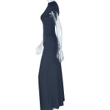 Sexy Skirt with Sloping Collar Short Sleeves and Irregular Slits