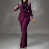 Pearl Long-sleeved Slim-fit Stretch Suit Two-piece Suit