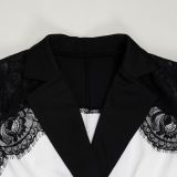 Slim-fitting Stretch Lace Patchwork Two-piece Suit