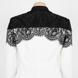 Slim-fitting Stretch Lace Patchwork Two-piece Suit