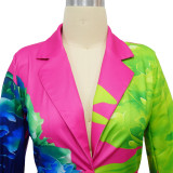 Casual Green Fruit Collar Printed Suit Shorts Suit