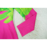 Casual Green Fruit Collar Printed Suit Shorts Suit