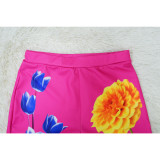 Casual Green Fruit Collar Printed Suit Shorts Suit