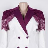 Slim-fitting Stretch Lace Patchwork Two-piece Suit