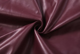Lapel Zipper Solid Color Casual PU Imitation Leather Splicing Long-sleeved Jacket