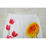 Casual Green Fruit Collar Printed Suit Shorts Suit