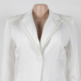 Pearl Long-sleeved Slim-fit Stretch Suit Two-piece Suit