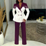 Slim-fitting Stretch Lace Patchwork Two-piece Suit