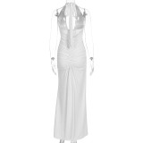 Elegant Resort Style Backless Halter Neck Hip Dress