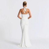 Elegant Resort Style Backless Halter Neck Hip Dress