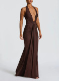 Elegant Resort Style Backless Halter Neck Hip Dress