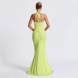 Elegant Resort Style Backless Halter Neck Hip Dress