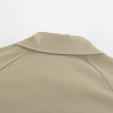 Khaki Lace-up Autumn Long-sleeved Coat