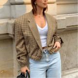 Short Plaid Blazer Retro Loose Suit