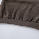 Retro Gray Suede Knitted V-neck Fashionable Long-sleeved Loose Coat Jacket Outerwear