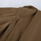 Khaki Lapel Single-breasted Coat Jacket