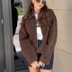 Brown Suede Lapel Loose Coat