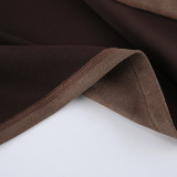 Brown Suede Lapel Loose Coat