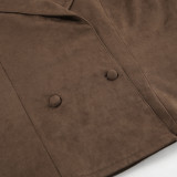 French Suede Suit Collar Casual Double-breasted Jacket