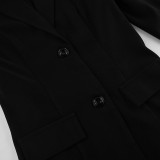 Black Blazer Lace Patchwork Long-sleeved Top