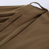 Khaki Lapel Single-breasted Coat Jacket