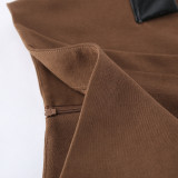 Casual Suit High-waisted Color-blocked Irregular Skirt Two-piece Set