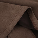Brown Suede Lapel Loose Coat