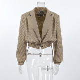 Short Plaid Blazer Retro Loose Suit