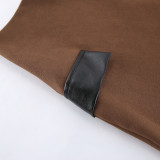 Casual Suit High-waisted Color-blocked Irregular Skirt Two-piece Set