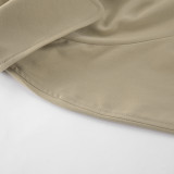 Khaki Lace-up Autumn Long-sleeved Coat