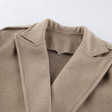 Solid Color Wool Suit Large Lapel Casual Style Short Coat