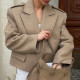 Solid Color Wool Suit Large Lapel Casual Style Short Coat