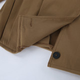 Khaki Lapel Single-breasted Coat Jacket
