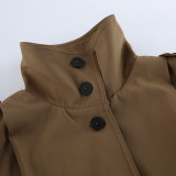 Khaki Lapel Single-breasted Coat Jacket