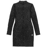 See-through Mesh Rhinestone Dress and Short Skirt