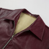 Motorcycle Style Leather Jacket Loose Coat