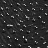 See-through Mesh Rhinestone Dress and Short Skirt