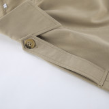 Khaki Double-breasted Suit Collar Windbreaker Casual Jacket