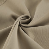 Khaki Double-breasted Suit Collar Windbreaker Casual Jacket