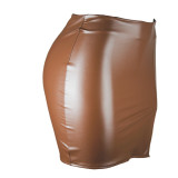 High Waist Hip Short Skirt Nightclub PU Leather Zipper Sexy Black Leather Skirt