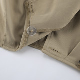 Khaki Double-breasted Suit Collar Windbreaker Casual Jacket