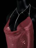 Empty Metal Sequin V Swimsuit Backless Tethered Camisole