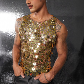 Sequin Hollow Vest Suspender Men's Clothing